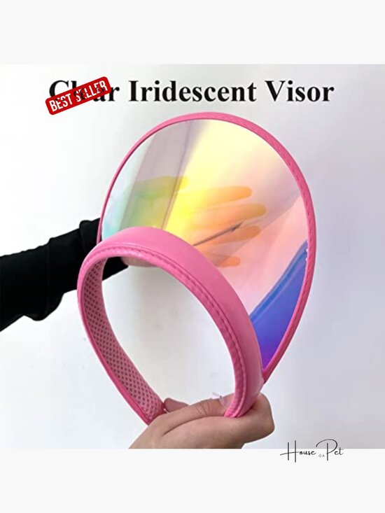 2 Pack Clip-on Sun Visor Hats Iridescent Clear Sport Outdoor Cap Adjustable